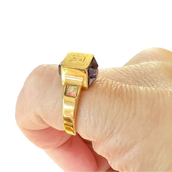 Authentic Louis Vuitton Purple & Gold Gamble Ring Size L 7.5 - Picture 10 of 14